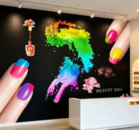 Papier peint mural personnalisé pour nail art, fond noir, décor de manucure coloré, salon de beauté tendance pour mur de salon de manucure
