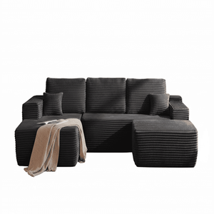 L-Shape Compressed <b>Sofa</b>, Modern Corduroy Convertible Couch Sectional Home <b>Storage</b> Leisure Furniture Foldable Compressed Couch B0 - Product Image 1