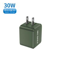 NIUBAILE Chargeur rapide Type-C 30W PD3.1/PD3.0 FCP pliable, respectueux de l'environnement, ABS ignifuge, protection OVP pour smartphones 5G universels