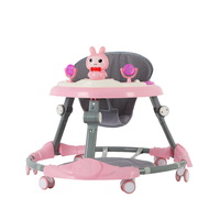 Vente en gros, trotteur de bébé de haute qualité, mignon de dessin animé, pivotant, 6 roues, multifonctionnel, apprendre en plastique, trotteur de bébé 4 en 1 avec musique