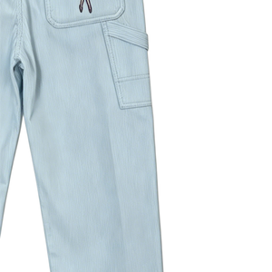 Pantalon décontracté coupe droite taille mi-haute, style vintage délavé, avec plusieurs poches cargo, coupe-vent, lavable, en polycoton - Product Image 5