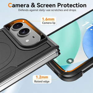 Étui de protection robuste pour iPhone <span class=keywords><strong>Duo</strong></span>, coque antichoc résistante avec protection de la charnière et anneau magnétique, noir mat - Product Image 5