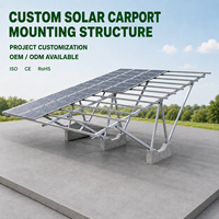 Système de montage de carport solaire personnalisé OEM ODM, support de panneaux photovoltaïques, inclinaison 5-15°, charge de vent 60 m/s, charge de neige 1,4 KN/ pour