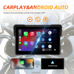 หน้าจอพกพาสำหรับมอเตอร์ไซค์ Podofo ขนาด 7 นิ้ว รองรับ Carplay แบบไร้สาย / Android Auto พร้อมระบบกันน้ำ IP67 รองรับ Airplay Android Cast และบลูทูธ - Product Image 2