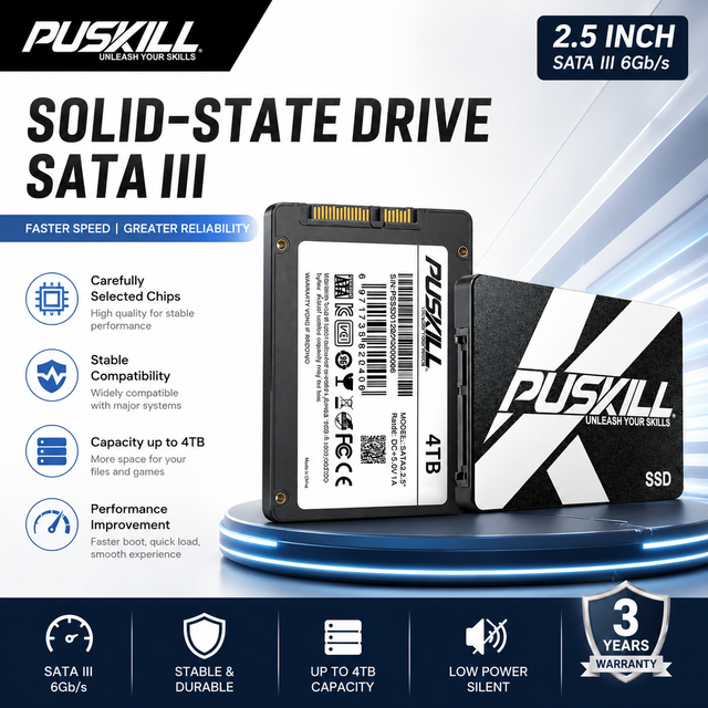 PUSKILL 2TB 2.5 Inch SATA III SSD Internal Solid State Hard Drive 6Gb/s High Capacity Fast Boot for Computer Repair Shop