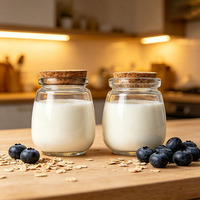 Pot en verre pour yaourt 100ml 200ml 300ml, pot en verre rond transparent pour pudding et dessert avec bouchon en liège, pot de conservation alimentaire, vente en gros