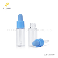 Flacon compte-gouttes transparent en PET de 5 ml avec bouchon en plastique bleu pour huile essentielle