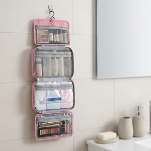 Bolsa <span class=keywords><strong>de</strong></span> Maquillaje con Separación para Artículos Secos y Húmedos, Bolsa <span class=keywords><strong>de</strong></span> Cosméticos <span class=keywords><strong>de</strong></span> <span class=keywords><strong>Viaje</strong></span> Plegable en 4 Partes, Organizador <span class=keywords><strong>de</strong></span> Cosméticos <span class=keywords><strong>de</strong></span> <span class=keywords><strong>Viaje</strong></span> Colgante para Kit Completo - Product Image 1