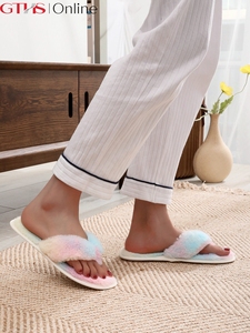 Mode féminine doux intérieur maison moelleux floue <span class=keywords><strong>peau</strong></span> de <span class=keywords><strong>mouton</strong></span> pantoufles vraie laine fourrure croix en <span class=keywords><strong>peau</strong></span> de <span class=keywords><strong>mouton</strong></span> ouvert pantoufles floues - Product Image 6