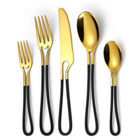 Ensemble de couverts de luxe en acier inoxydable, finition peinture aérosol ajourée, comprenant couteaux à steak et cuillères à café, pour la restauration occidentale et les réceptions