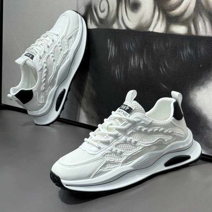 Retro Board Breathable Thick-Soled White Sports Men's Casual Shoes