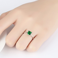 925 argent Sterling princesse coupe cubique zircone anneau bijoux plaqué rhodium carré émeraude vert pierre précieuse marque anneaux pour les femmes