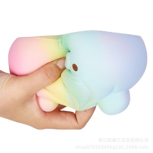 Cartoon Rainbow Bear Bread <b>Squishy</b> TPE Slow Rebound Fidget Toy For Kids Unisex Gift Decor - Product Image 2