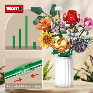 Woma Toys 11804 Juego <span class=keywords><strong>de</strong></span> Bloques <span class=keywords><strong>de</strong></span> Construcción <span class=keywords><strong>de</strong></span> Ramo <span class=keywords><strong>de</strong></span> Flores <span class=keywords><strong>de</strong></span> 8 Piezas con Rosa - Product Image 4