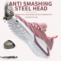 Bottes de sécurité sportives AIMVVSEC pour femmes, à embout d'acier, imperméables, semelle intermédiaire en PU rose, pour usage en usine et sur chantier, printemps/été/automne