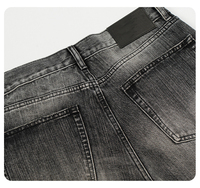 Jean baggy en denim pour homme, coupe droite, taille mi-haute, en coton foncé tissé sur mesure, écologique, style urbain, grande taille, ODM