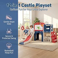 Ensemble de jeux pour tout-petits 12-en-1 avec toboggan, balançoire, structure d'escalade autoportante, panier de basket et aire de jeu extérieure pour jardin, haute densité