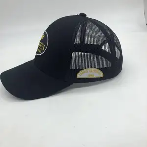 キッズ6パネルメッシュカラーステッチ高品質トラッカーハットカスタムパッチロゴ付き新しいデザイナー子供用帽子