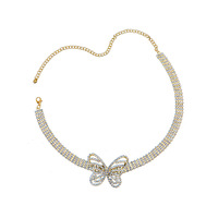 Collier papillon 3D de luxe exagéré entièrement serti de diamants pour accessoires féminins