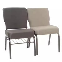 Chaises d'événements et d'église personnalisées avec cadre en acier gris clair et coussin épaissi, fournisseur chinois