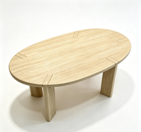 Table basse ovale Elloak, table basse en bois de chêne naturel avec pieds à tenons traversants pour salon, style minimaliste Japandi