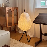 Lampe de sol en tissu LED de style asiatique en forme de poire pour salon