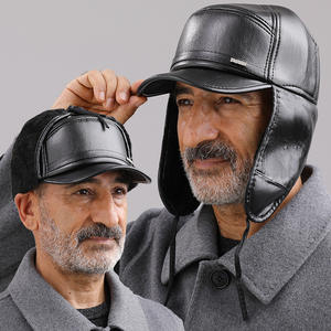 Chapeau d'hiver Lei Feng pour hommes, noir, doublé de polaire, chaud, coupe-vent, protection des oreilles, pour les personnes âgées et les pères - Product Image 5