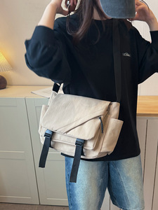 OEM Men's Waterproof <b>Canvas</b> Messenger Crossbody Shoulder Sling <b>Bag</b> with Zipper Closure <b>Large</b> Size for Daily Travel - Product Image 5