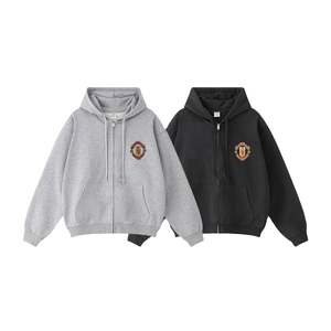 Unisex Heavyweight Drop Shoulder Oversized <b>Graphic</b> DTG Print <b>Hoodie</b> Jacket Distressed Cropped <b>Zip</b> Silver Zipper Casual Autumn - Product Image 1