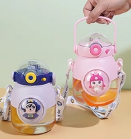 Bouteille d'eau portable mignonne de 900 ml pour enfants, gourde Kawaii pour filles avec paille