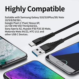 สายชาร์จโทรศัพท์0.25M 1M 2M 3M,สายชาร์จโทรศัพท์โลหะทนทานแบบถักไนล่อน Type C 3A <span class=keywords><strong>3</strong></span>.0 USB Type C สำหรับ Samsung Android - Product Image 6