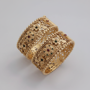 Openable <b>Bangles</b> <b>Set</b> Gold Plated Pota Stone Fine Jewelry Collection - Product Image 2