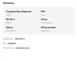 Mandelic Acid Powder 99% Cosmetic Grade D-Mandelic Acid CAS 90-64-2 Skin Care Ingredient - Product Image 6