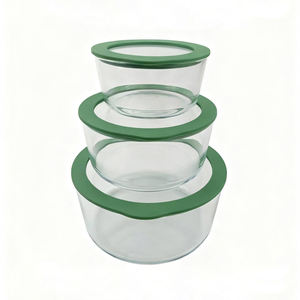Contenedores de almacenamiento de vidrio de borosilicato duraderos con tapas de silicona, perfectos para planificar comidas, <span class=keywords><strong>almuerzos</strong></span> de oficina y salsas caseras - Product Image 1