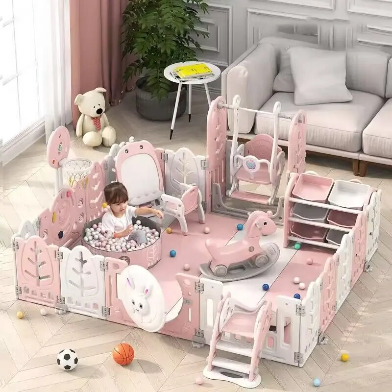 Trend Kleinkind-Spielplatz Babyetore Kunststoff Babyzaun Kinder-Spielplatz mit Rutschen und Schaukeln