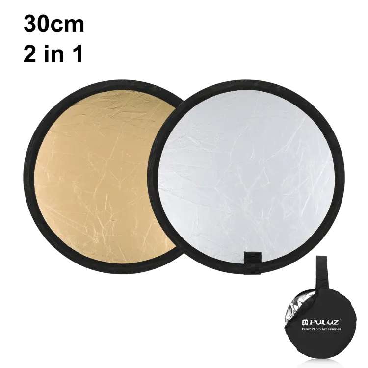 PULUZ 30 cm 2 in 1 Lichtreflektor Fotografie Diffusor handgriff mehrfach zusammenklappbar tragbar runde Scheibe Foto Studio Reflektor