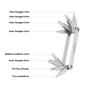 Clé à vélo TOOPRE M2/M3/M4/M5/M6/T25 Torx, outil de réparation de vélo multifonctionnel, <span class=keywords><strong>kit</strong></span> de démontage pour <span class=keywords><strong>VTT</strong></span> - Product Image 3