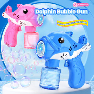 Verano actividades al aire libre fabricante de burbujas eléctrico rosa y azul lindo Delfín de dibujos animados pistola de burbujas de juguete con luces para niños - Product Image 2
