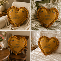Housse de coussin décorative en point de croix avec volants, brodée à la main, avec slogan amusant 'NOT TODAY', pour canapé, cadeau de luxe