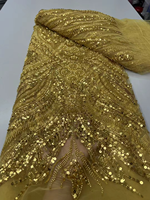 NI.AI Nouveau style Tissu en dentelle à sequins géométriques brodés, entièrement recouvert de sequins, tissu en dentelle perlée courte avec sequins