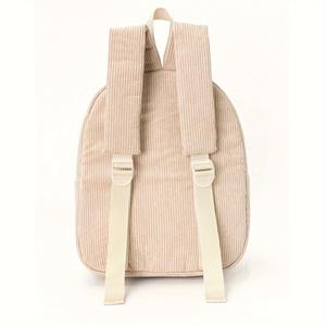Sac à dos en velours côtelé motif ours mignon pour enfants, sac d'étudiant unisexe 20L avec bretelles arquées confortables et résistantes à l'usure pour tenues quotidiennes - Product Image 1