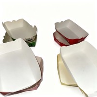 Barquette alimentaire jetable en carton blanc robuste, écologique et biodégradable, 250 g/m², enduite de PE, résistante à la graisse, pour frites