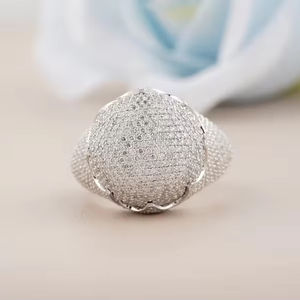 Anillo de plata Hip Hop con nombre personalizado de primera calidad, Diamante de moissanita helado, piedra preciosa de moissanita Real - Product Image 1