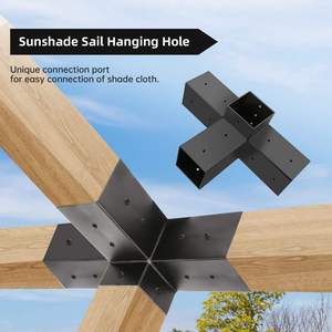Kit de supports de pergola 4x4 menuiserie bricolage Extension de support d'angle à Angle droit à 4 voies Supports de pergola d'angle en bois surélevés - Product Image 4