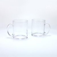 Mug en verre transparent à sublimation de haute qualité, poignée ronde, tasse en verre transparente, mug à café promotionnel pour la publicité