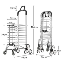 Chariot de courses pliable à huit roues Lupai modèle 3107, pour monter les escaliers, en aluminium/caoutchouc, capacité 40 kg, OEM