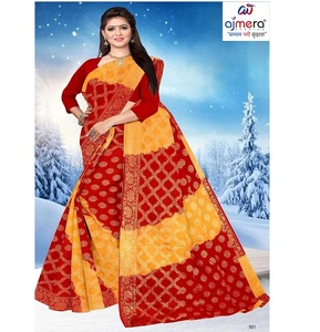 Sari traditionnel en coton imprimé Ajmera, élégant, doux, ethnique, tenue de fête, séchage rapide, toutes saisons, pour femmes - Product Image 5