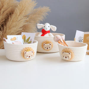 Pinceaux de maquillage ronds animaux mignons organisateur bureau décor à la maison salon Snack Bin bébé jouets coton corde paniers de rangement - Product Image 1