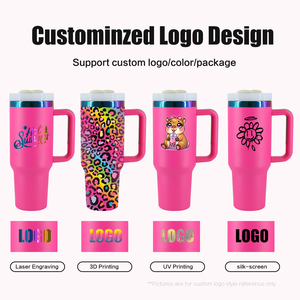 कस्टम डबल दीवार इंसुलेटेड स्टेनलेस स्टील 40 औंस टंबलर ग्रीन कार मग संभाल के साथ रेगबो प्लाटेड टंबलर - Product Image 3