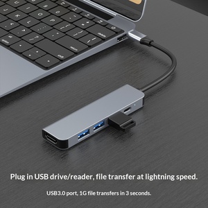 Adaptateur multiport Type C 5 en 1 en aluminium pour HDTV 2.0 4K, chargeur PD 100W, hub USB 3.0 2.0, <span class=keywords><strong>accessoires</strong></span> pour <span class=keywords><strong>ordinateur</strong></span> <span class=keywords><strong>portable</strong></span> MacBook - Product Image 4